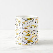 掘削機建築トラックとツールパターン コーヒーマグカップ (中央)