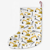 掘削機建築トラックとツールパターン スモールクリスマスストッキング (裏面)