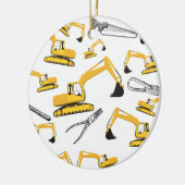 掘削機建築トラックとツールパターン セラミックオーナメント (左)
