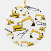 掘削機建築トラックとツールパターン セラミックオーナメント (裏面)