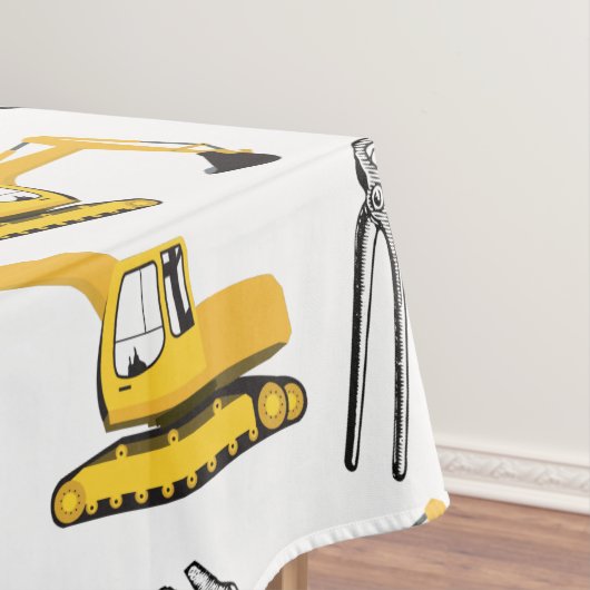 掘削機建築トラックとツールパターン テーブルクロス (インサイチュ)