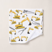 掘削機建築トラックとツールパターン バスタオルセット (ウォッシュタオル)