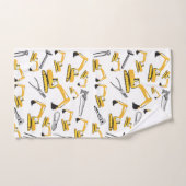 掘削機建築トラックとツールパターン バスタオルセット (ハンドタオル)