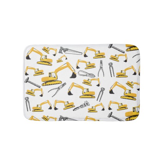 掘削機建築トラックとツールパターン バスマット (正面)