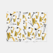 掘削機建築トラックとツールパターン フリースブランケット (正面(横))