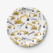 掘削機建築トラックとツールパターン ペーパープレート (正面)