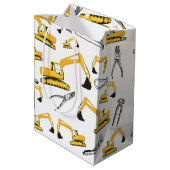 掘削機建築トラックとツールパターン ミディアムペーパーバッグ (裏面アングル)