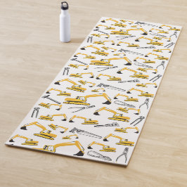 掘削機建築トラックとツールパターン ヨガマット