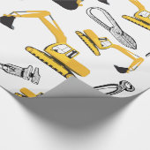 掘削機建築トラックとツールパターン ラッピングペーパー (角)