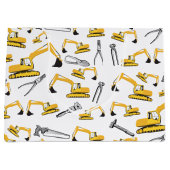 掘削機建築トラックとツールパターン ラージペーパーバッグ (正面)