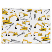 掘削機建築トラックとツールパターン ラージペーパーバッグ (裏面)