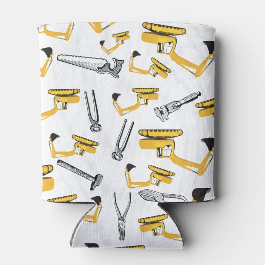 掘削機建築トラックとツールパターン 缶クーラー (裏面)