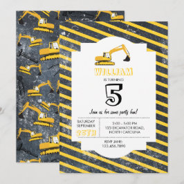 掘削機建築トラックとツール誕生日 招待状