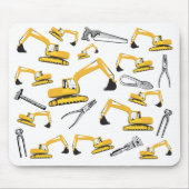 掘削機建築トラックと工具パターン マウスパッド (正面)