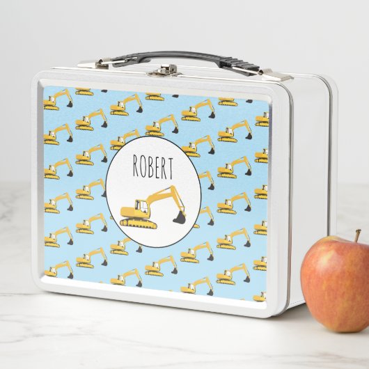 掘削機建築トラックカスタマイズボーイズ名 メタルランチボックス (インサイチュ)