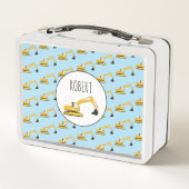 掘削機建築トラックカスタマイズボーイズ名 メタルランチボックス (裏面)