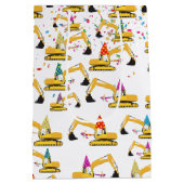 掘削機建築トラックパーティーパターン ミディアムペーパーバッグ (裏面)