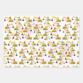 掘削機建築トラックパーティーパターン ラッピングペーパーシート (正面)