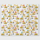 掘削機建築トラックパーティーパターン ラッピングペーパー (フラット)