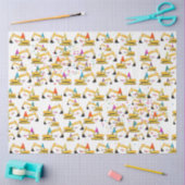 掘削機建築トラックパーティーパターン 薄葉紙 (クラフト)