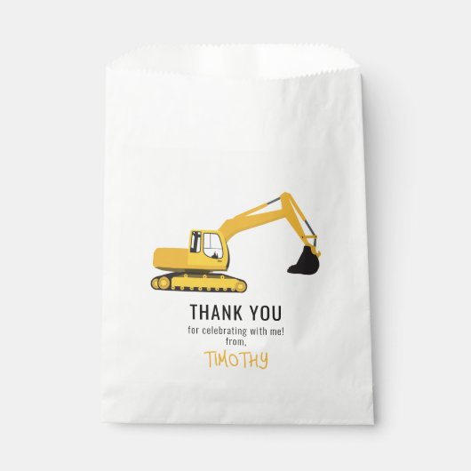 掘削機建築トラック誕生日パーティーの好意 フェイバーバッグ (正面)