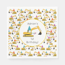 掘削機建築トラック誕生日パーティー スタンダードランチョンナプキン