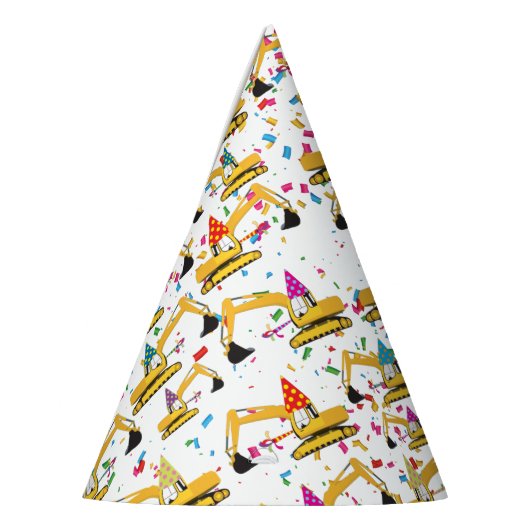 掘削機建築トラック誕生日パーティー パーティーハット (左)