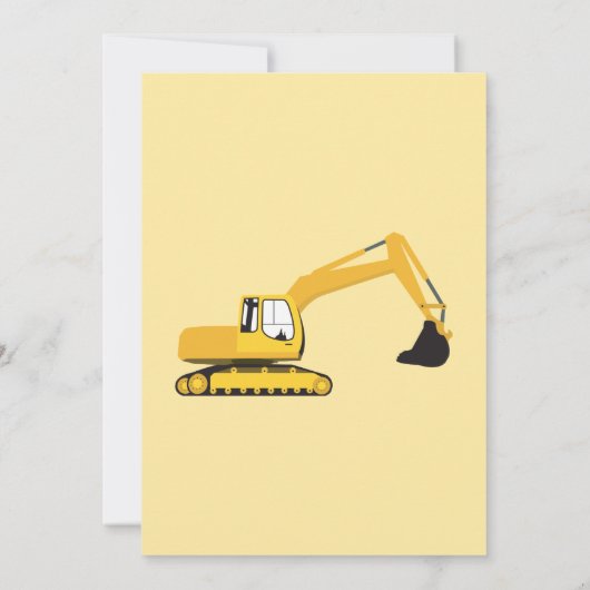掘削機建築トラック誕生日招待状 招待状 (裏面)