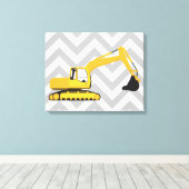 掘削機建築トラック キャンバスプリント (インサイチュ (ウッドフロア))