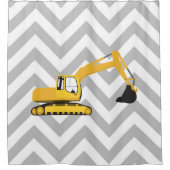 掘削機建築トラック シャワーカーテン (正面)