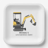 掘削機建築ビルダーAny Age誕生日 ペーパープレート (正面)