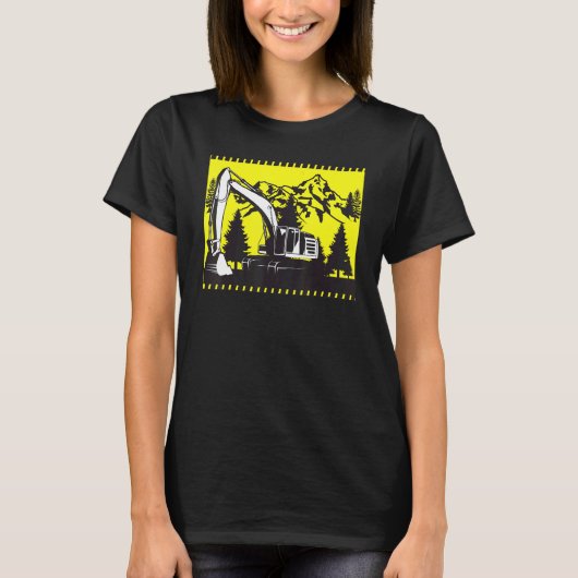 掘削機建築作業者車両ディガー Tシャツ (正面)