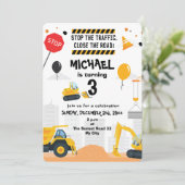 掘削機建築子供の誕生日招待状 招待状 (スタンド正面)