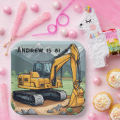 掘削機建築設備掘削機誕生日 ペーパープレート (パーティー)