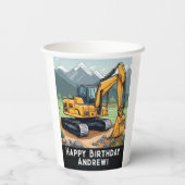 掘削機建築設備掘削機誕生日 紙コップ (裏面)