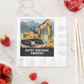 掘削機建築設備掘削機誕生日 縁ありランチョンナプキン (インサイチュ)