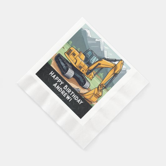 掘削機建築設備掘削機誕生日 縁ありランチョンナプキン (角)