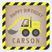 掘削機建築誕生日 スクエアシール (正面)