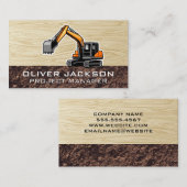 掘削機建築車 | 木目 名刺 (正面/裏面)