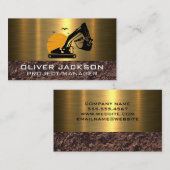 掘削機建築車 |汚れ |金属 名刺 (正面/裏面)