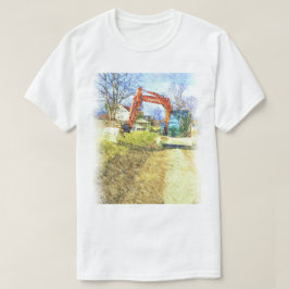 掘削機自然と家 Tシャツ