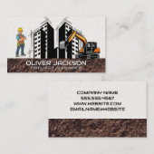 掘削機車両 |建築作業者 名刺 (正面/裏面)