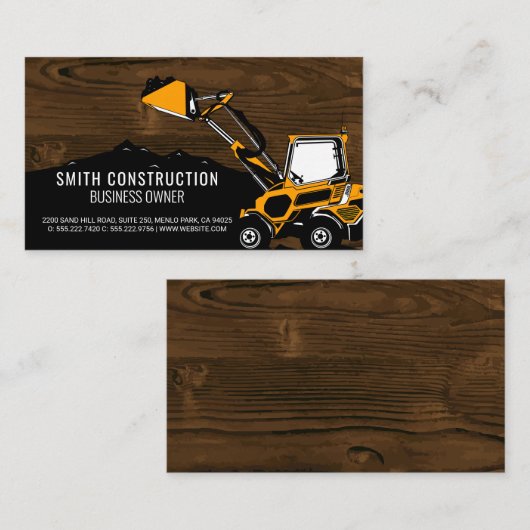 掘削機車両 | 建築開発者 名刺 (正面/裏面)