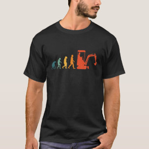 掘削機進化レトロヴィンテージ Tシャツ
