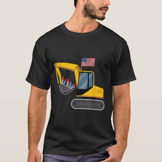 掘削機7月4日の独立日重装備品 Tシャツ (正面)