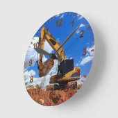 掘削機 ラウンド壁時計 (傾斜)