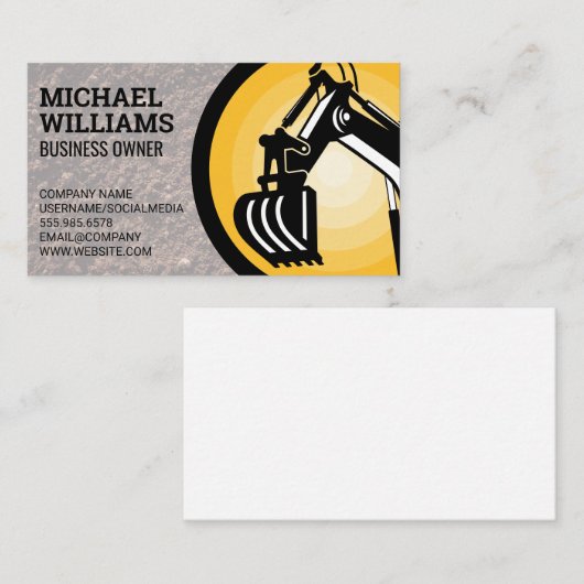 掘削機 |地球引越し業者ロゴ 名刺 (正面/裏面)