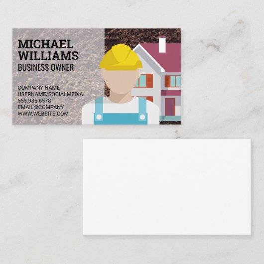 掘削機 | 建築作業者 名刺 (正面/裏面)