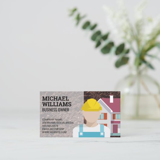 掘削機 | 建築作業者 名刺 (スタンド正面)