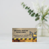 掘削機 | 建築 | ウッドレザー 名刺 (スタンド正面)